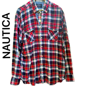 Nautica Men’s Plaid Classic Fit Long Sleeves Button Down Shirt Large